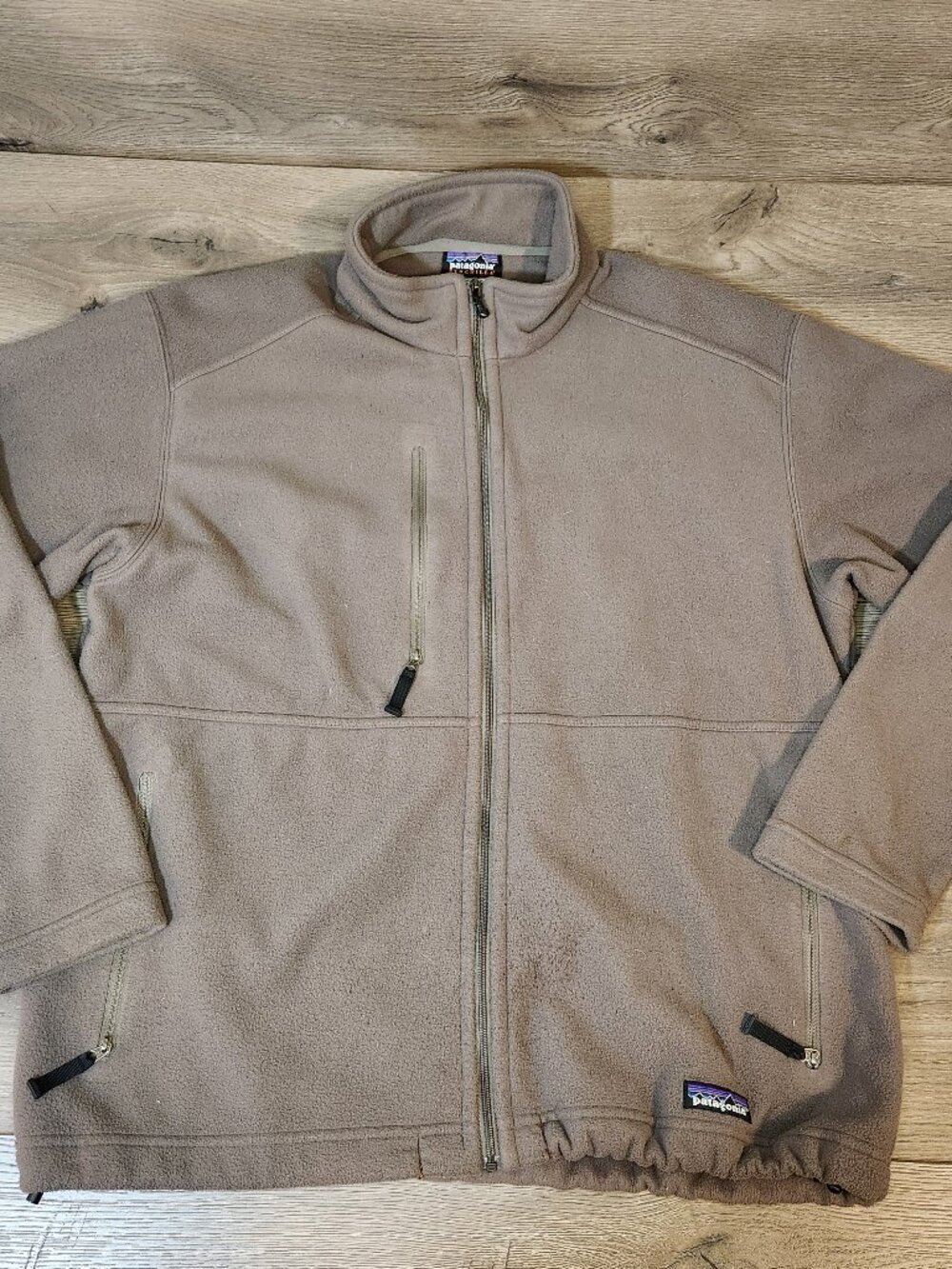 Patagonia Synchilla Mens Large Vintage Y2k Full Zip Fleece Taupe Grey Jacket